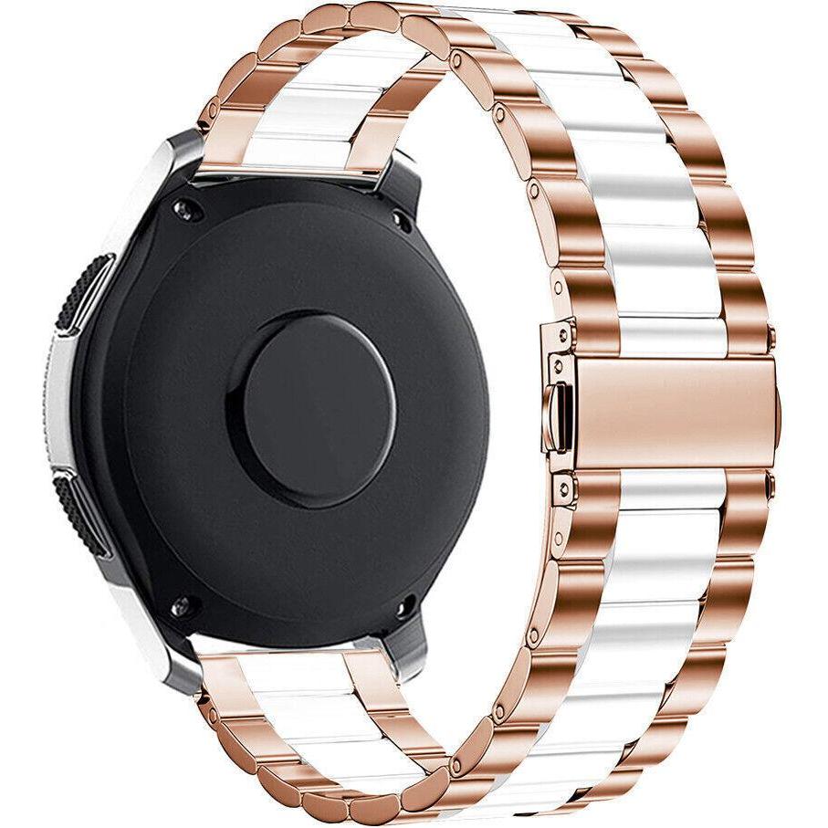 Strap-it Stahlarmband (22 mm, Edelstahl, Huawei Watch 3 Pro), Uhrenarmband, Weiss, Gold