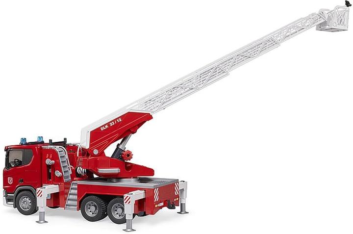 Actual product image Bruder Scania Super 560R fire brigade with turntable ladder, water pump, L+S module
