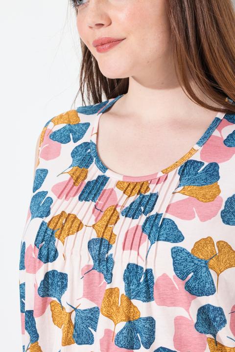 Immagine prodotto Ulla Popken Camicia da notte dal taglio smanicato in cotone biologico con ginkgo e scollo a girocollo (46, 48)
