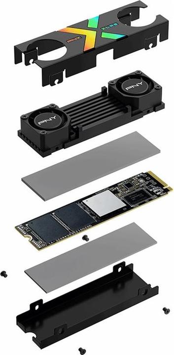 Actual product image PNY CS3150 XLR8 Gaming Epic-X 1TB SSD M.2 GEN5 NVMe RGB Heatsink (1000 GB, M.2 2280)