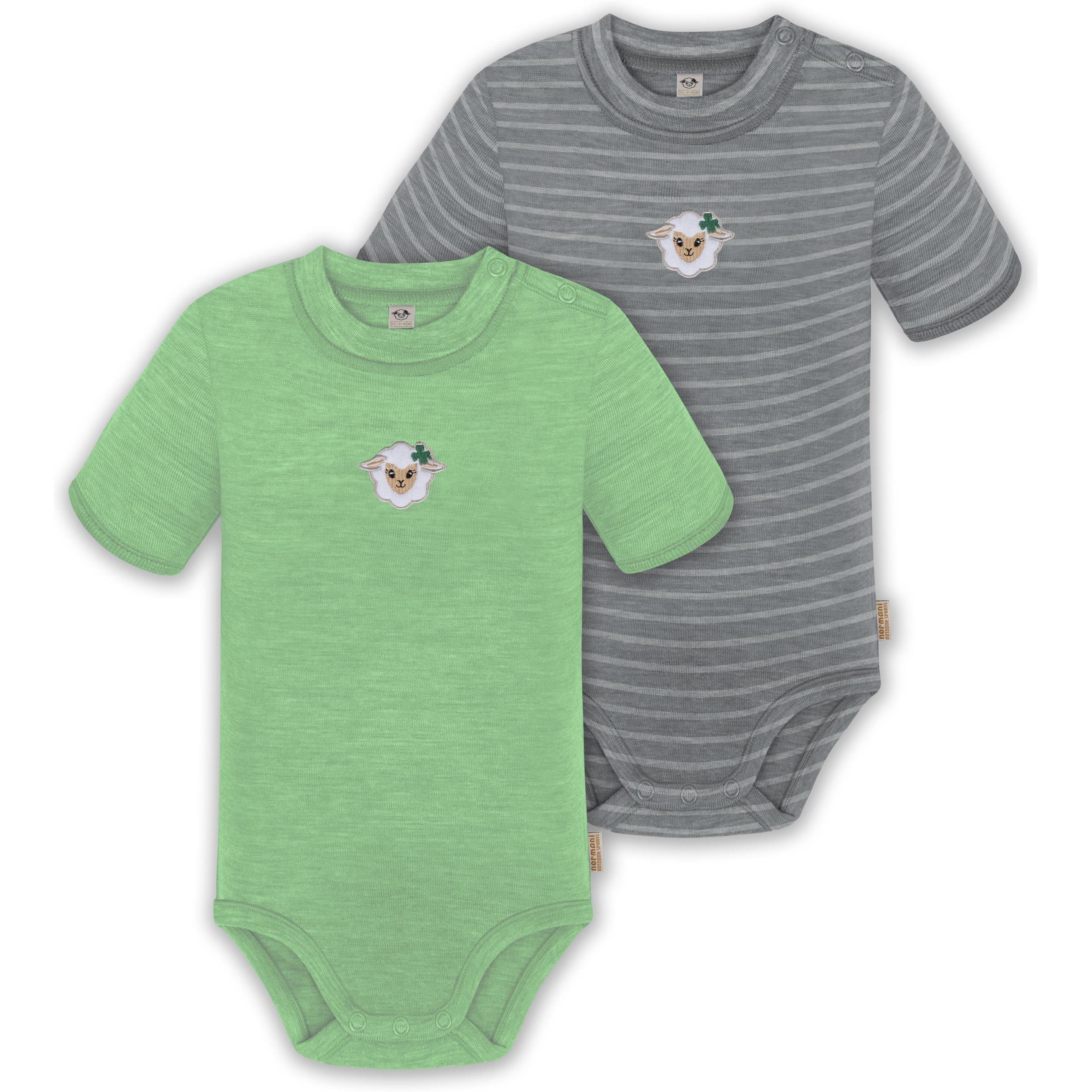 Normani, Herren, Body, 2er Set Baby Merino Kurzarmbody „Tihoi" - 9317, Grün, (68)