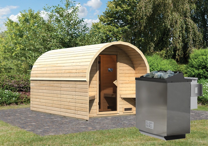 Produktbild Karibu 38 mm Sauna Fasshaus 3 (9 KW Bio externe Steuerung)