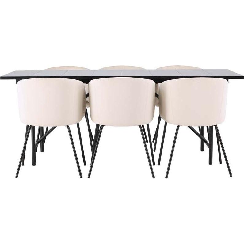 Ebuy24, Esstisch, Essgruppe Astrid 9 (7-teilig) (90 x 75 x 200 cm)
