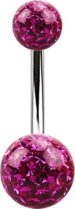 Produktbild Star Piercing Banane silber mit zwei Kristall Kugeln fuchsia Epoxy Schutzschicht (Chirurgenstahl 316L)