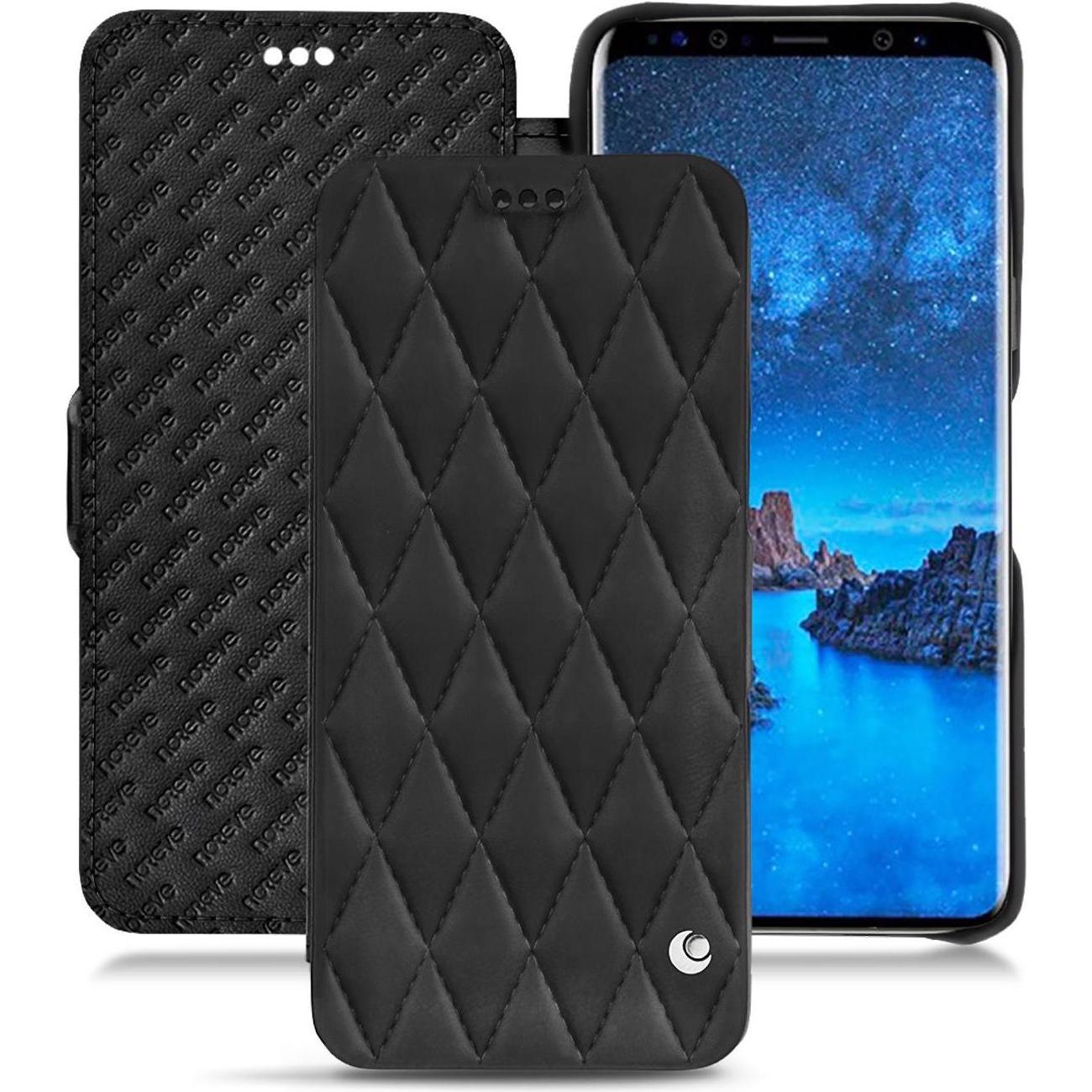 Noreve Lederschutzhülle horizontal (Samsung Galaxy S9+), Smartphone Hülle, Schwarz