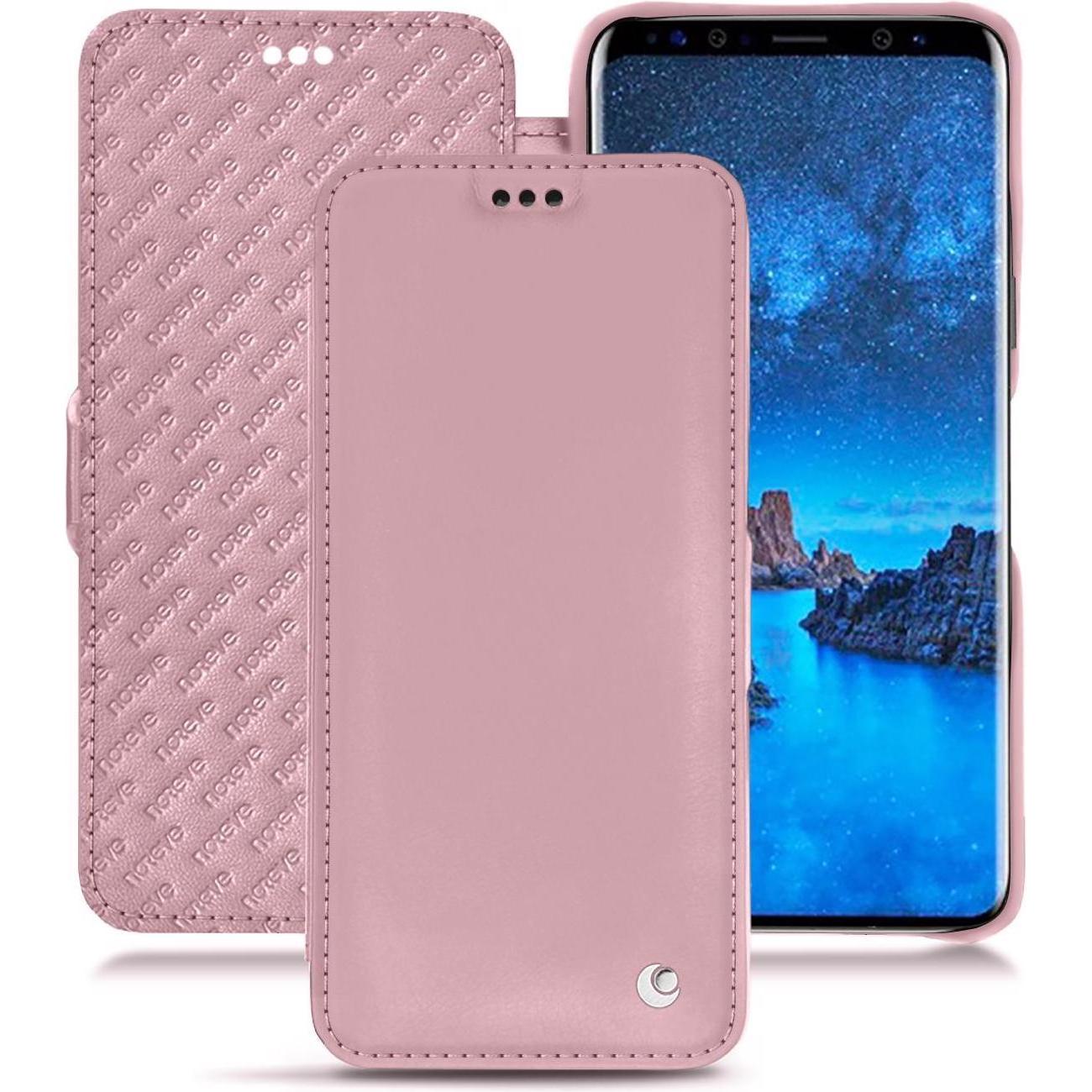 Noreve Lederschutzhülle horizontal (Samsung Galaxy S9), Smartphone Hülle, Rosa