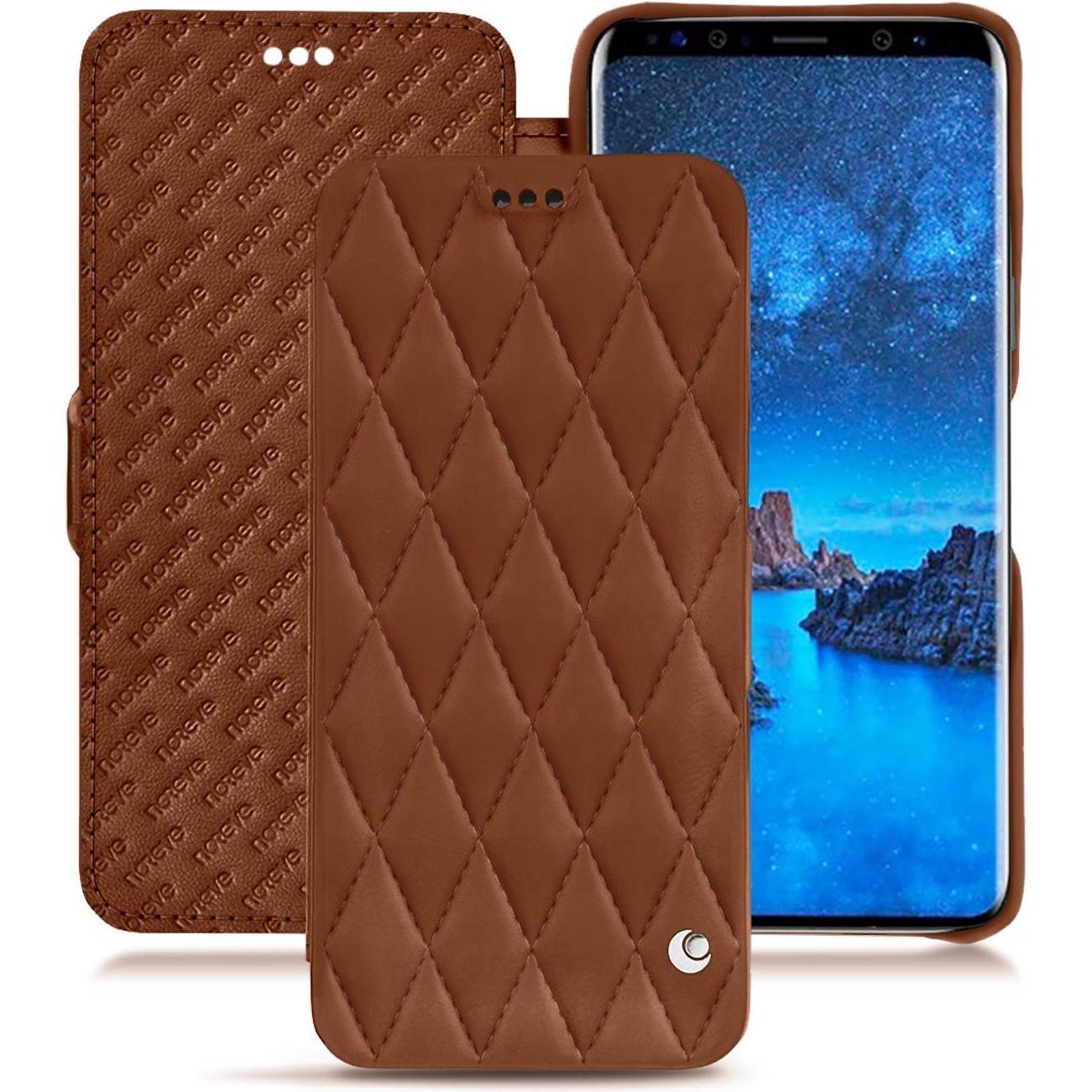 Noreve Lederschutzhülle horizontal (Samsung Galaxy S9), Smartphone Hülle, Braun