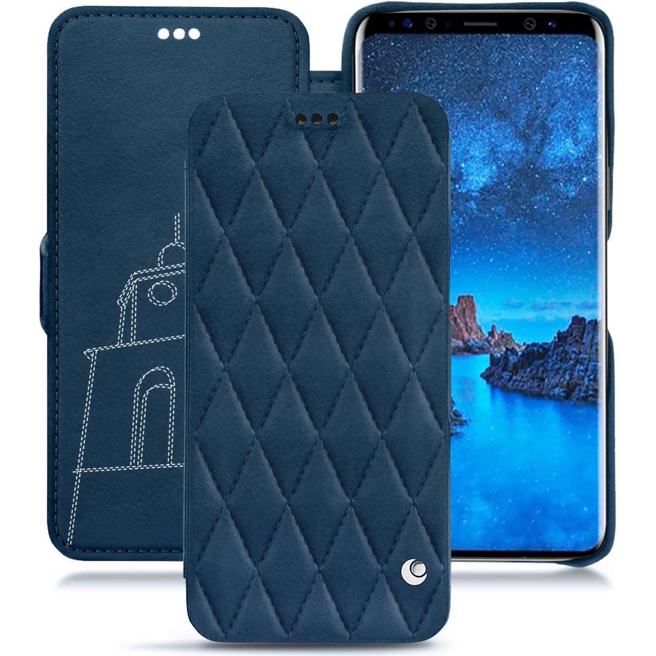 Thumbnail - Noreve Lederschutzhülle horizontal (Samsung Galaxy S9), Smartphone Hülle, Blau