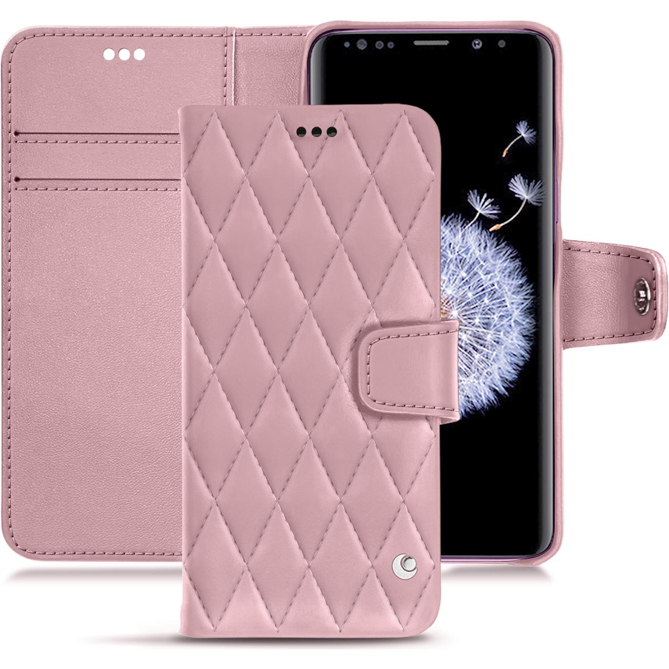 Noreve Lederschutzhülle Wallet (Samsung Galaxy S9+), Smartphone Hülle, Rosa