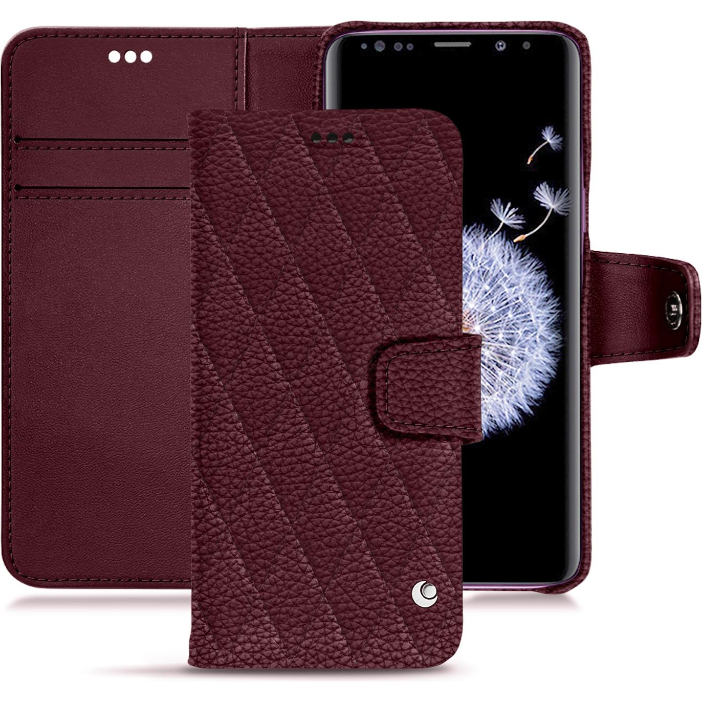 Noreve Lederschutzhülle Wallet (Samsung Galaxy S9+), Smartphone Hülle, Violett