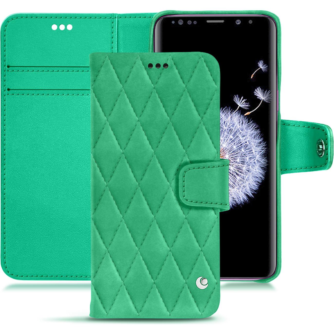 Noreve Lederschutzhülle Wallet (Samsung Galaxy S9+), Smartphone Hülle, Grün