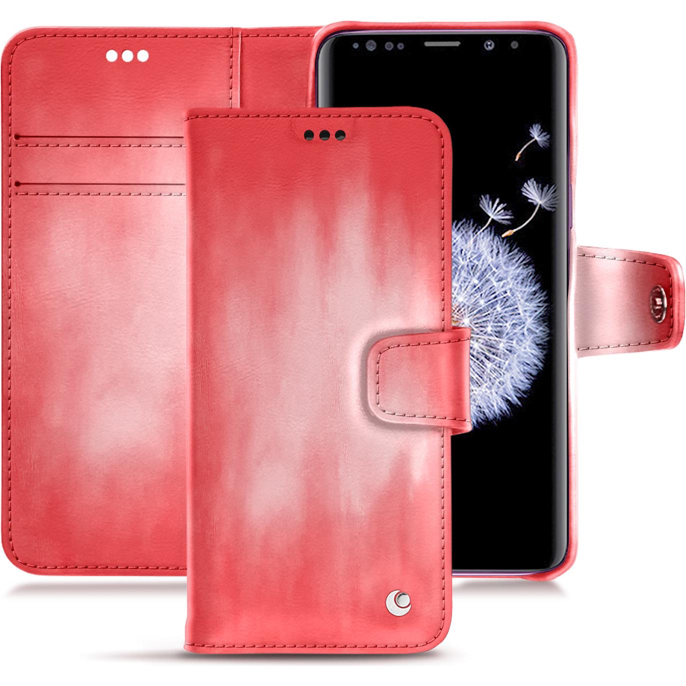 Noreve Lederschutzhülle Wallet (Samsung Galaxy S9+), Smartphone Hülle, Rosa