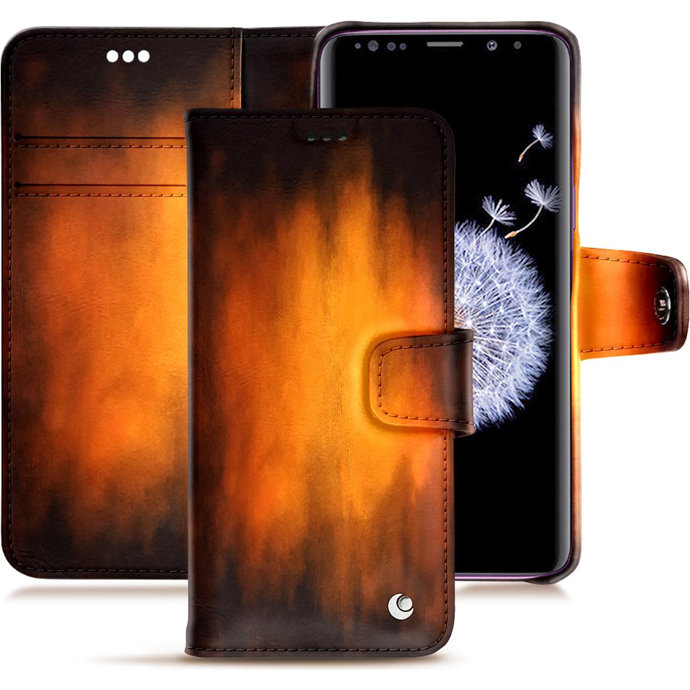 Noreve Lederschutzhülle Wallet (Samsung Galaxy S9+), Smartphone Hülle, Violett