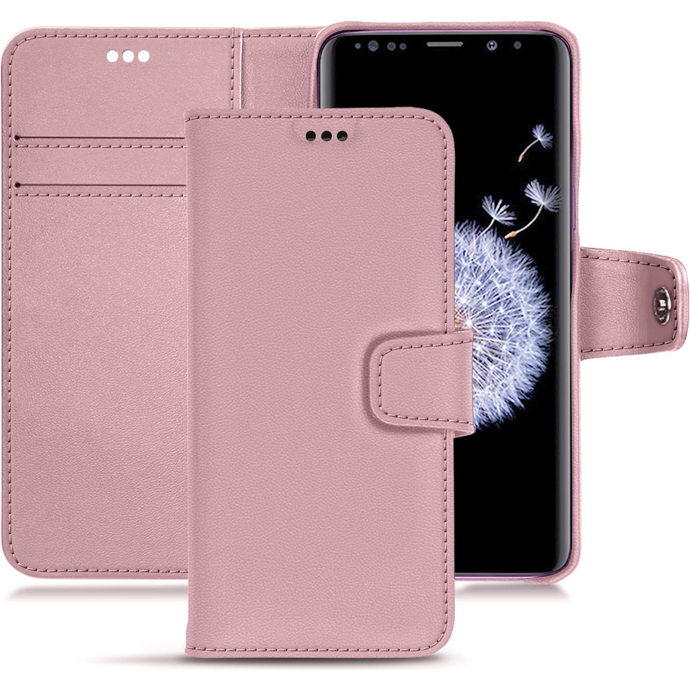 Noreve Lederschutzhülle Wallet (Samsung Galaxy S9+), Smartphone Hülle, Rosa