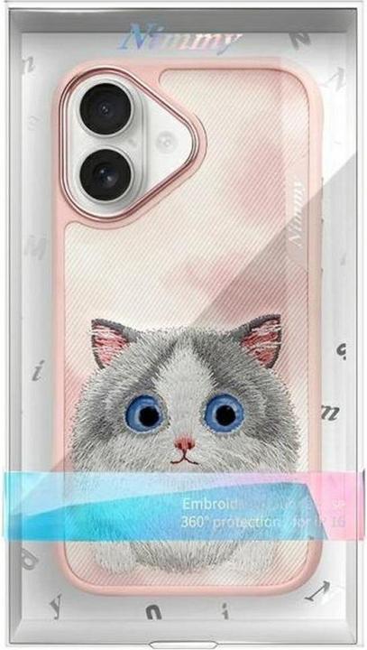 Actual product image Nimmy case iPhone 16 6.1" pink Big Eyed Pet 2.0 Cat (Apple iPhone 16)