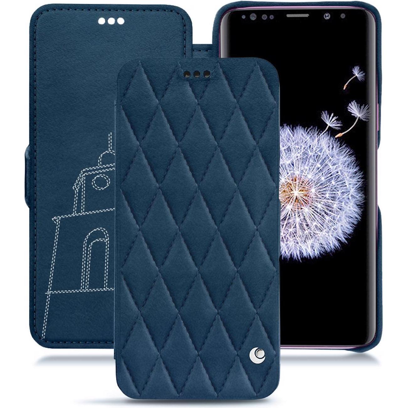 Noreve Lederschutzhülle horizontal (Samsung Galaxy S9+), Smartphone Hülle, Blau