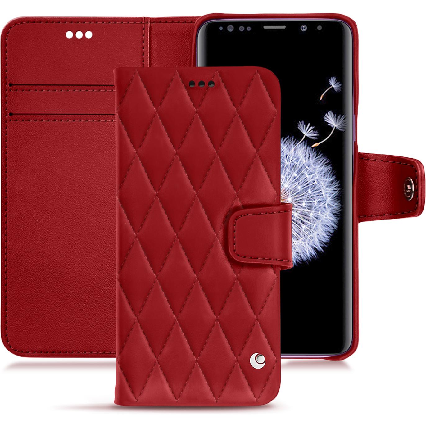 Noreve Lederschutzhülle Wallet (Samsung Galaxy S9+), Smartphone Hülle, Rot