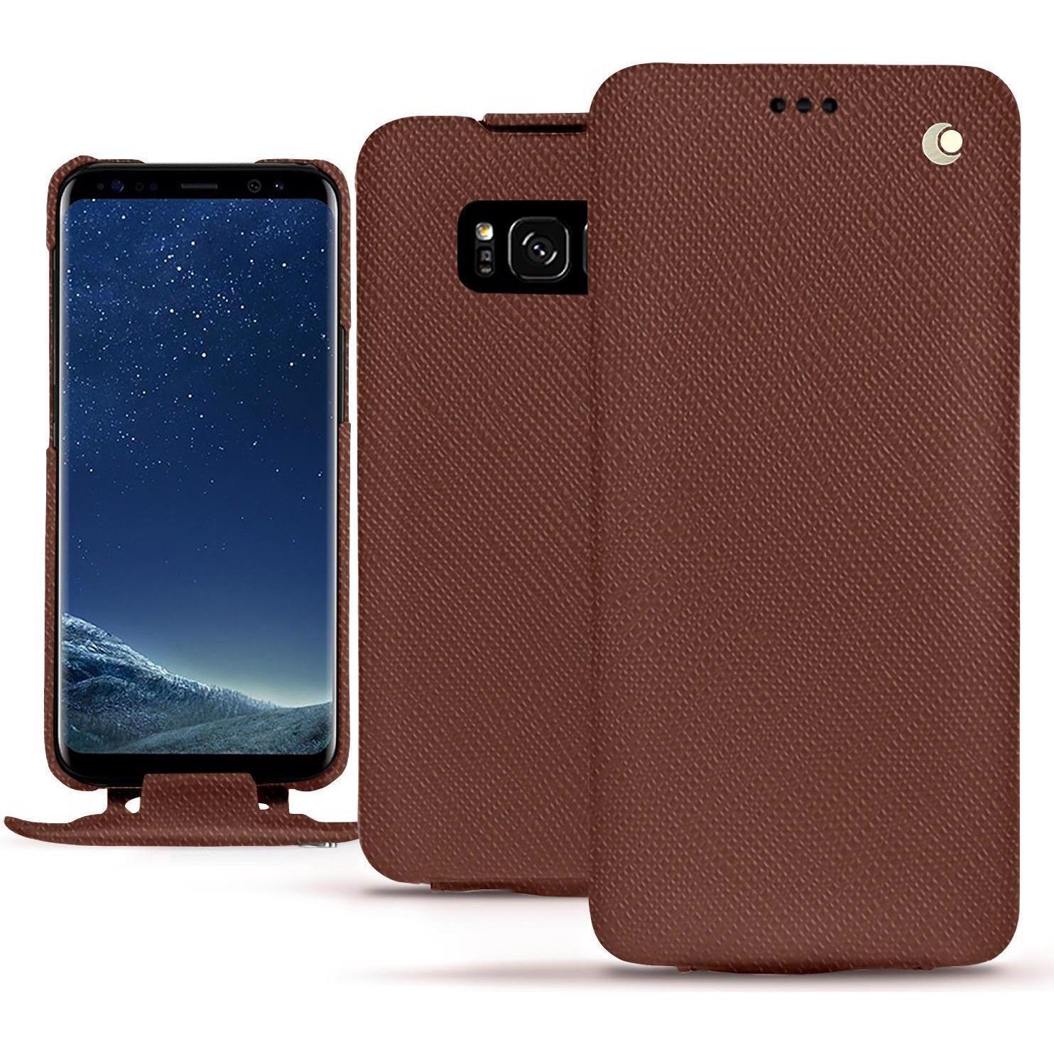 Noreve Lederschutzhülle vertikal (Samsung Galaxy S8+), Smartphone Hülle, Braun
