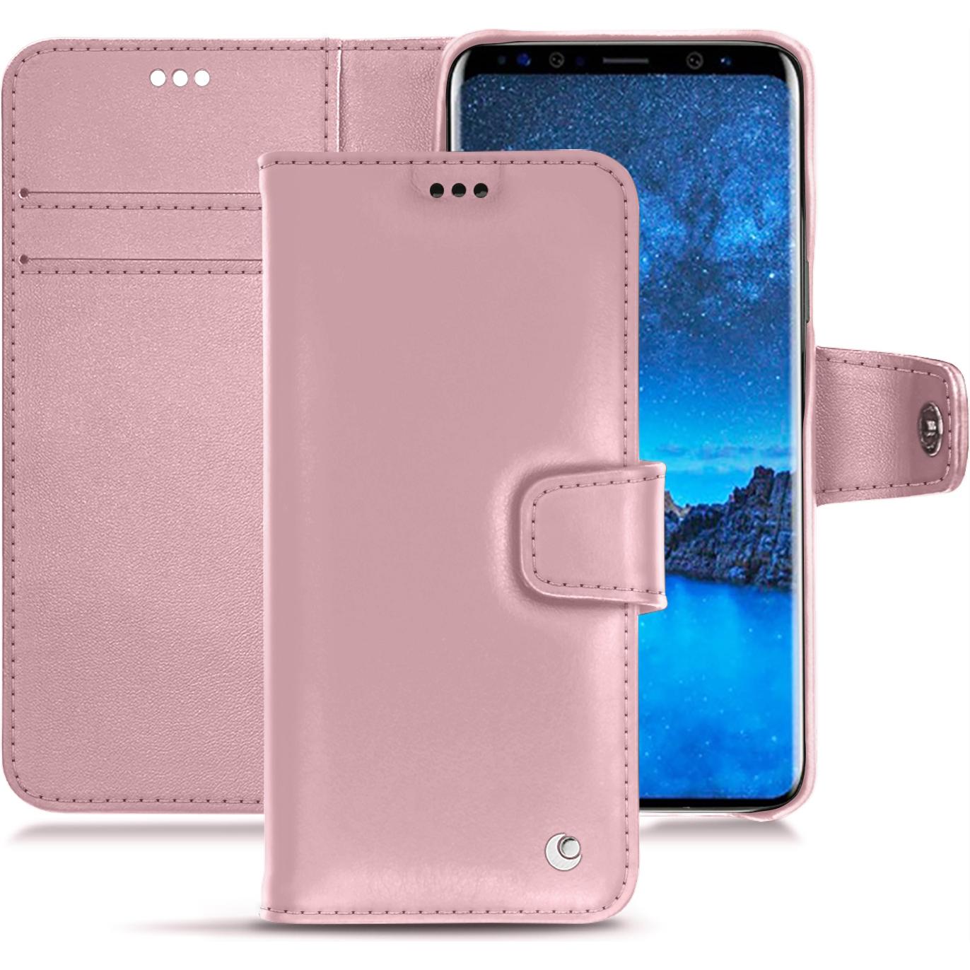 Noreve Lederschutzhülle Wallet (Samsung Galaxy S9+), Smartphone Hülle, Rosa