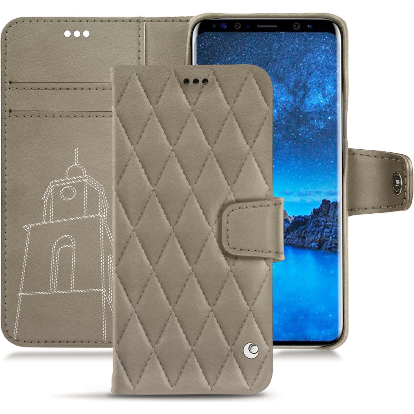 Noreve Lederschutzhülle Wallet (Samsung Galaxy S9+), Smartphone Hülle, Beige