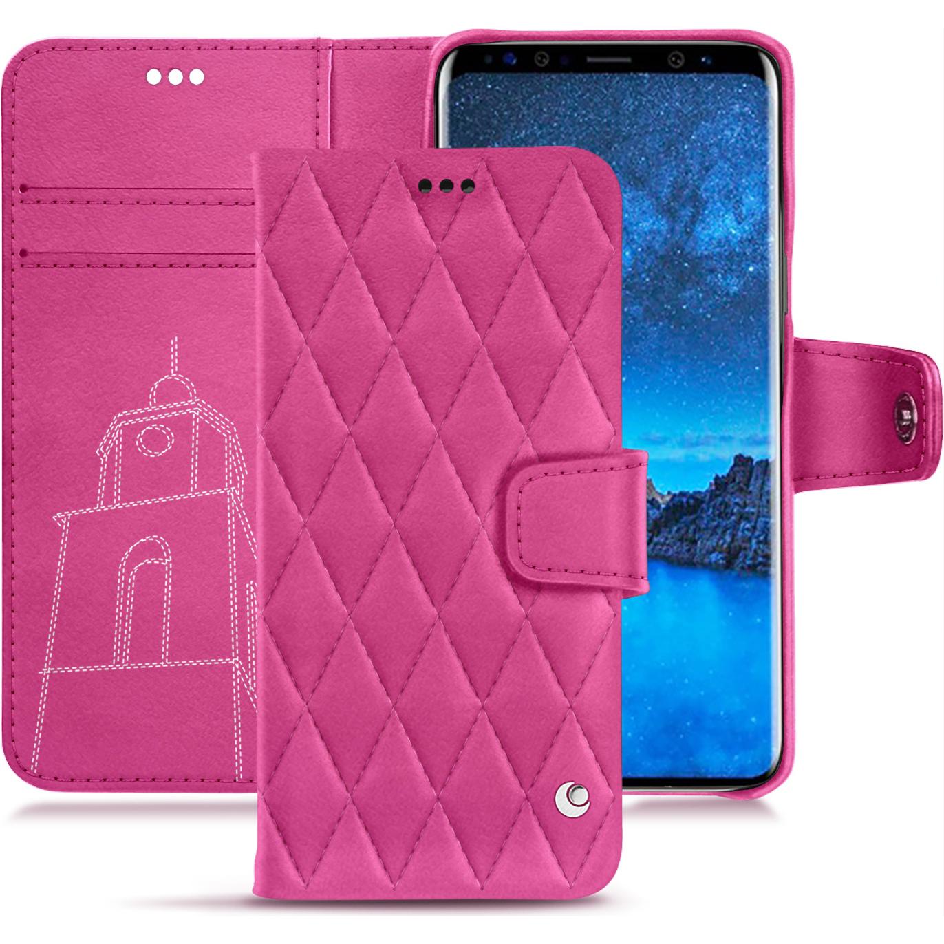 Noreve Lederschutzhülle Wallet (Samsung Galaxy S9), Smartphone Hülle, Rosa