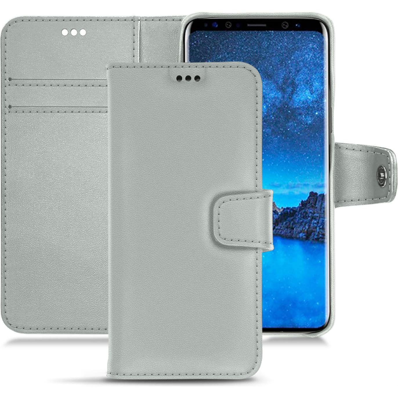 Thumbnail - Noreve Lederschutzhülle Wallet (Samsung Galaxy S9+), Smartphone Hülle, Grau