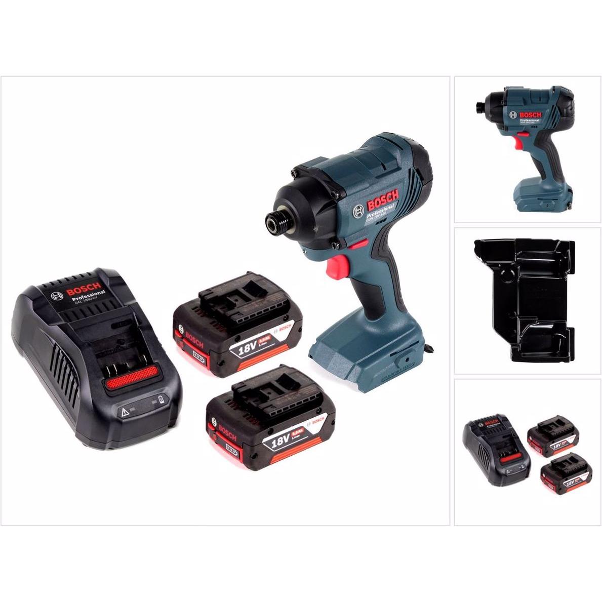 Bosch Professional, Bohrmaschine + Akkuschrauber, Bosch GDR 18V-160 Akku Drehschlagschrauber 18V 1/4" 160Nm + 2x Akku 5,...
