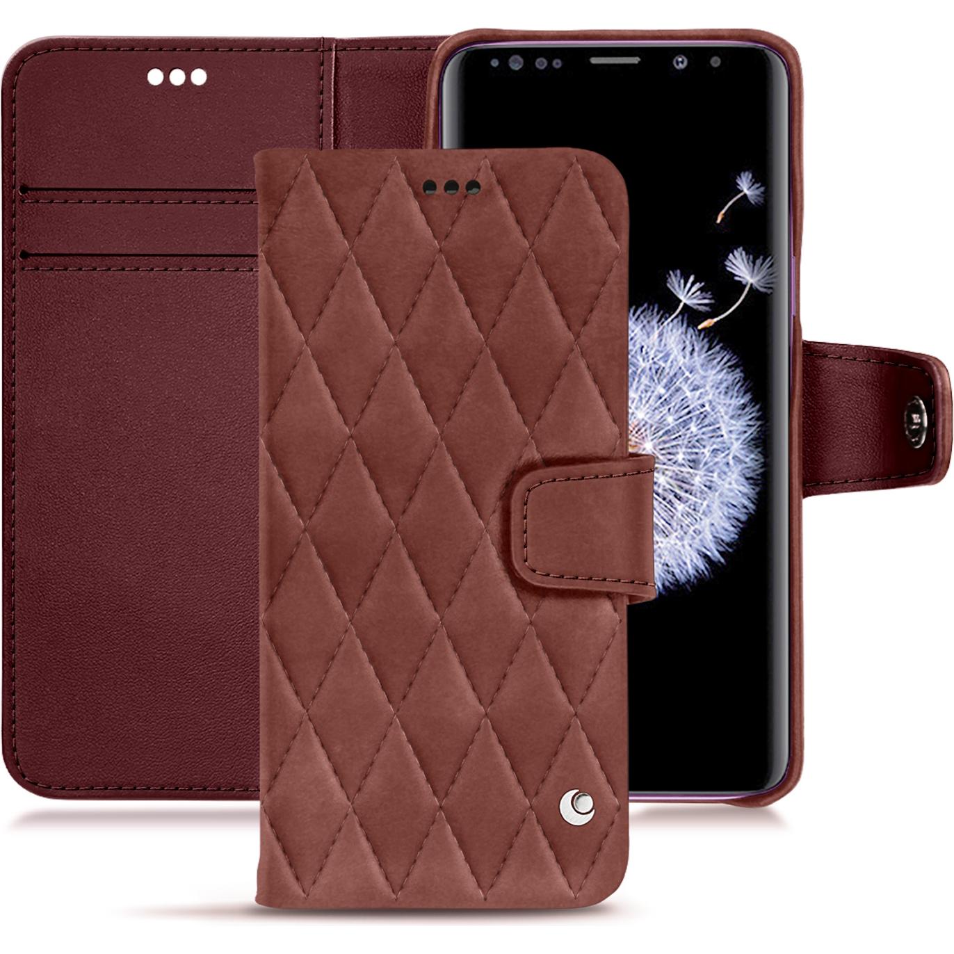 Noreve Lederschutzhülle Wallet (Samsung Galaxy S9+), Smartphone Hülle, Rot