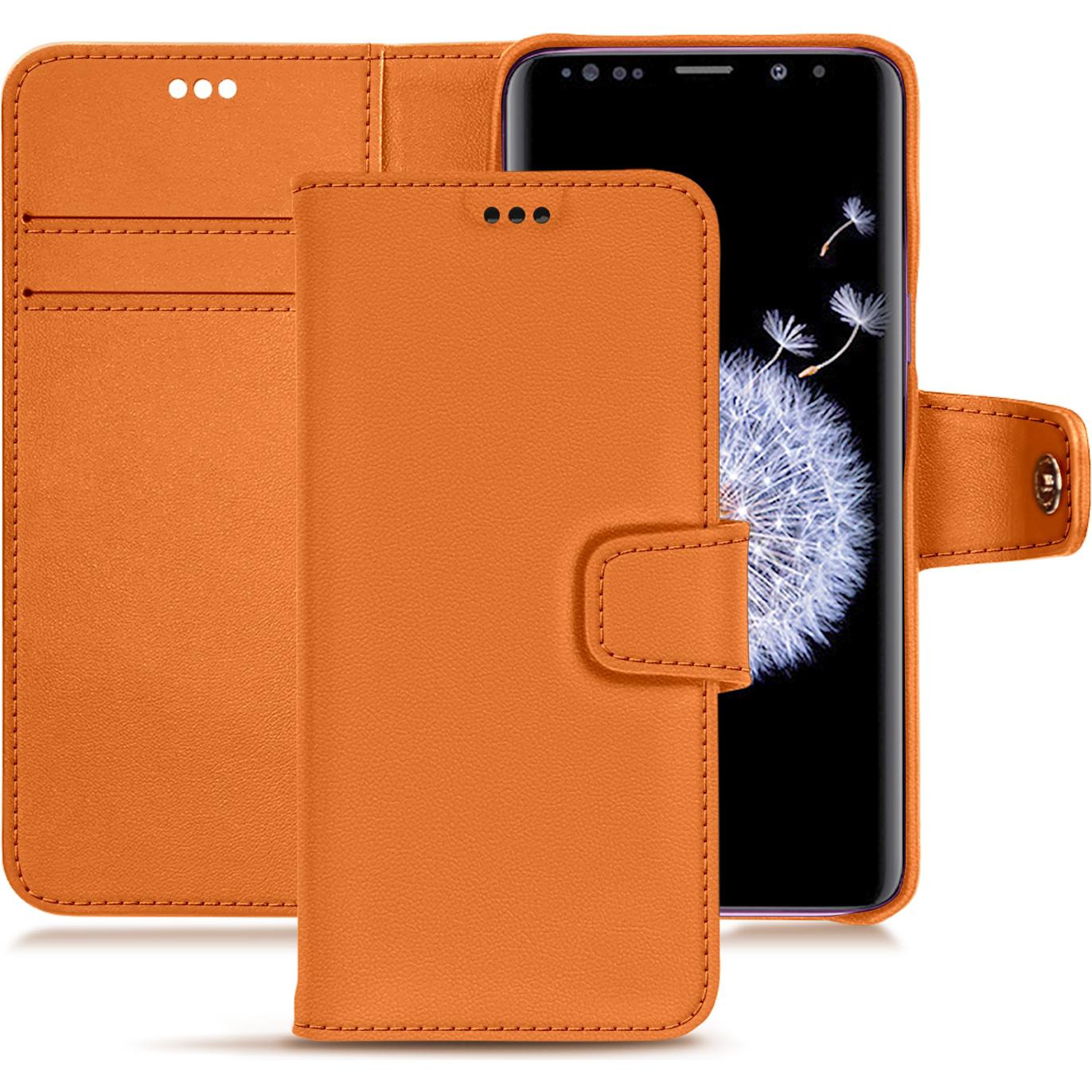 Noreve Lederschutzhülle Wallet (Samsung Galaxy S9+), Smartphone Hülle, Orange