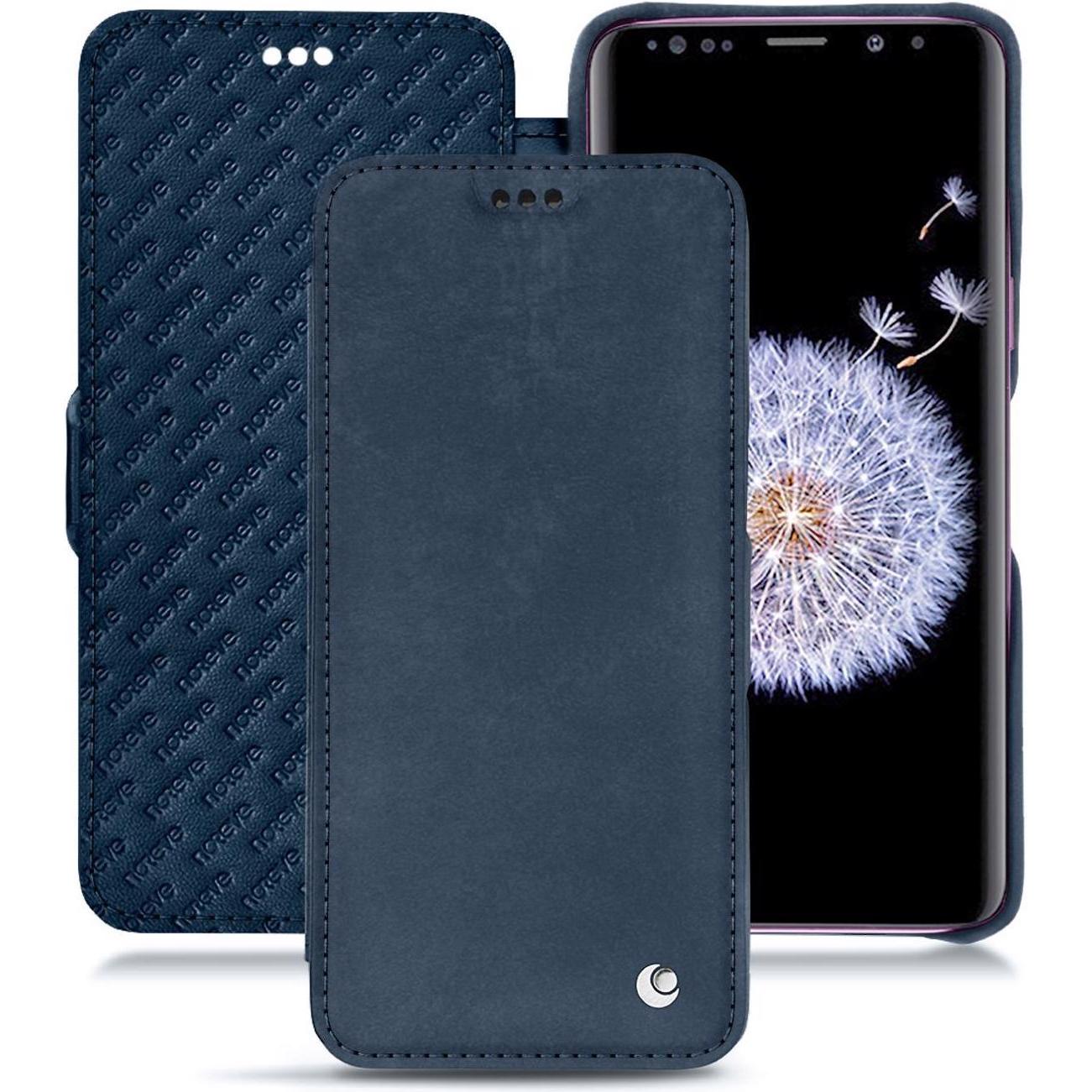 Noreve Lederschutzhülle horizontal (Samsung Galaxy S9+), Smartphone Hülle, Blau