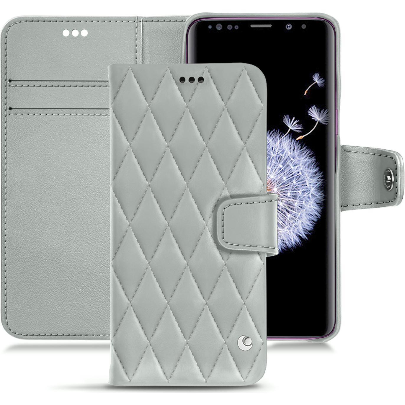 Noreve Lederschutzhülle Wallet (Samsung Galaxy S9+), Smartphone Hülle, Grau