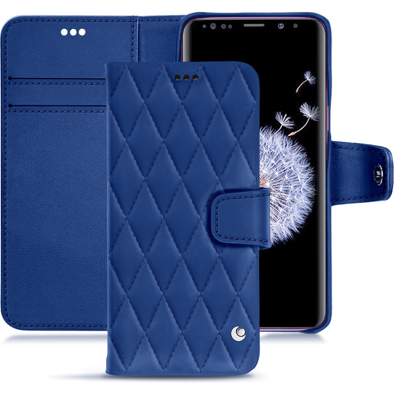 Noreve Lederschutzhülle Wallet (Samsung Galaxy S9+), Smartphone Hülle, Blau
