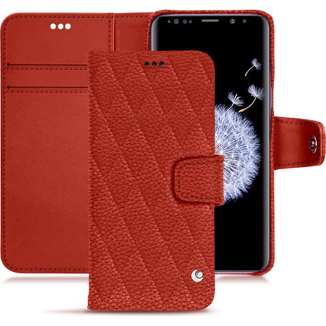 Noreve Lederschutzhülle Wallet (Samsung Galaxy S9+), Smartphone Hülle, Orange