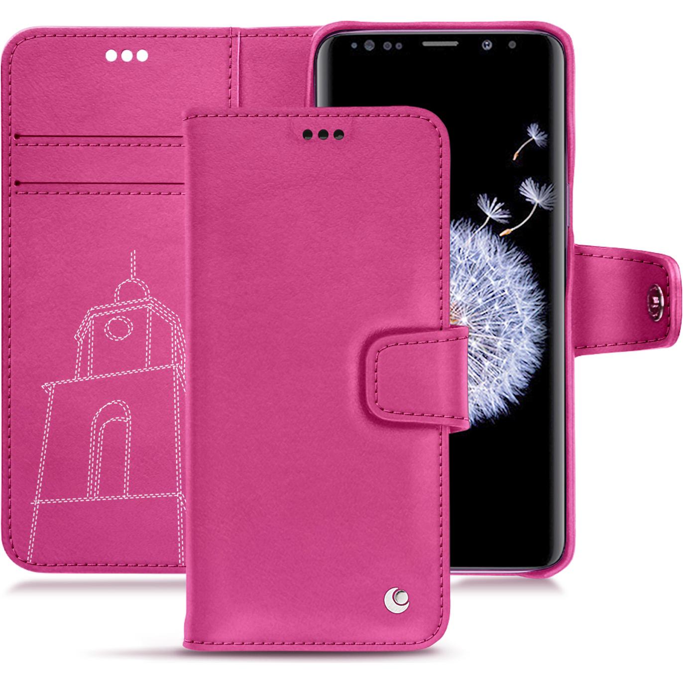 Noreve Lederschutzhülle Wallet (Samsung Galaxy S9+), Smartphone Hülle, Rosa