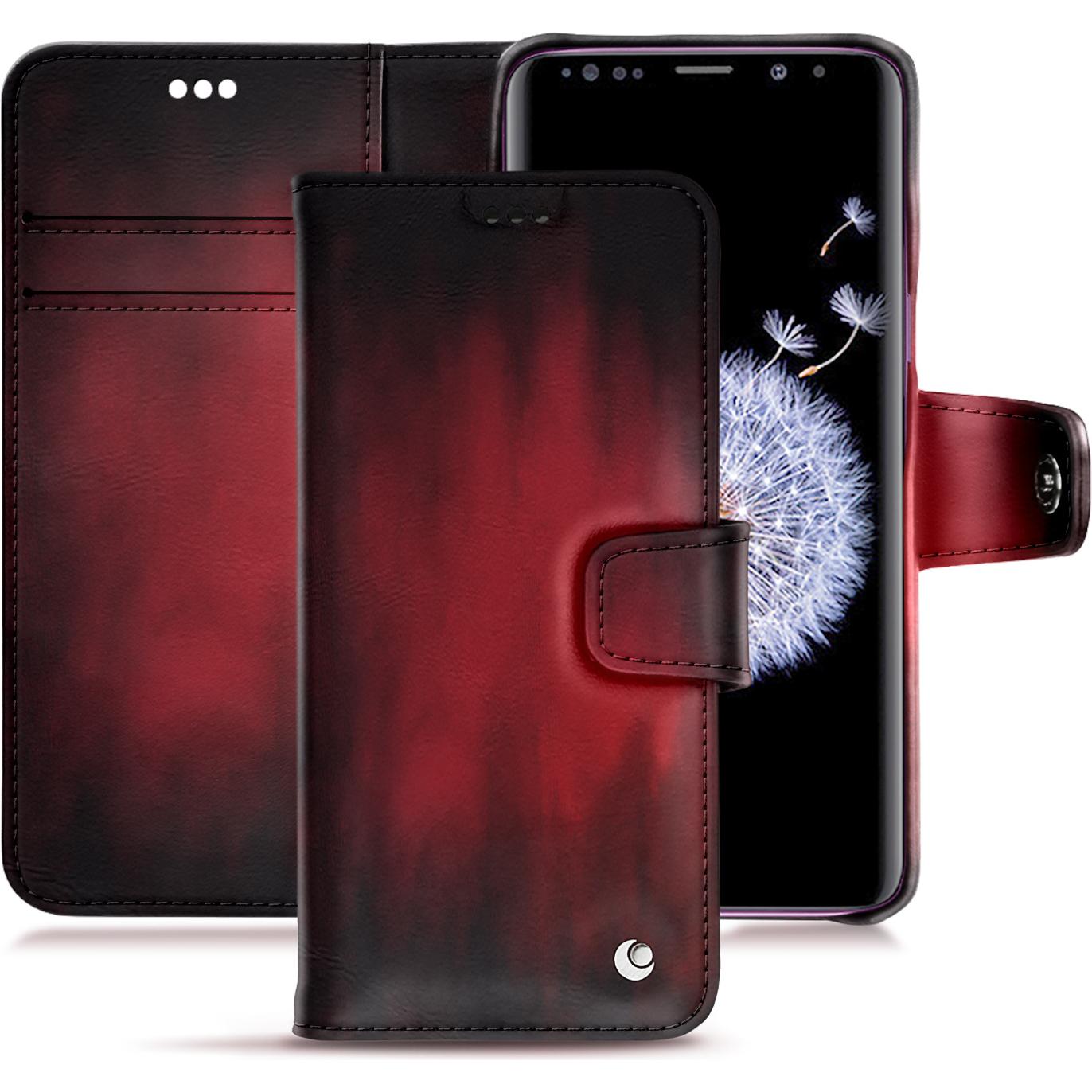Noreve Lederschutzhülle Wallet (Samsung Galaxy S9+), Smartphone Hülle, Rot