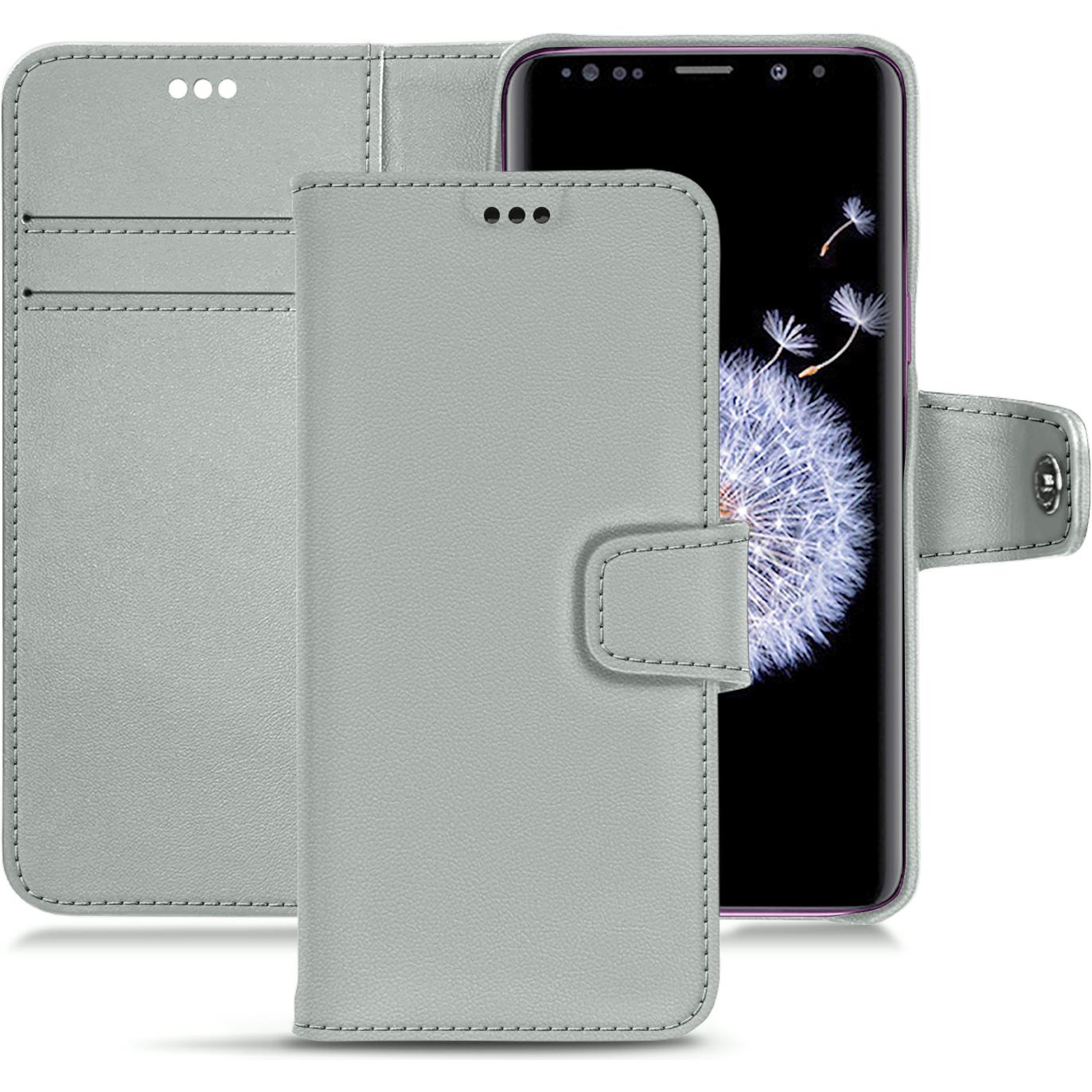 Noreve Lederschutzhülle Wallet (Samsung Galaxy S9+), Smartphone Hülle, Grau