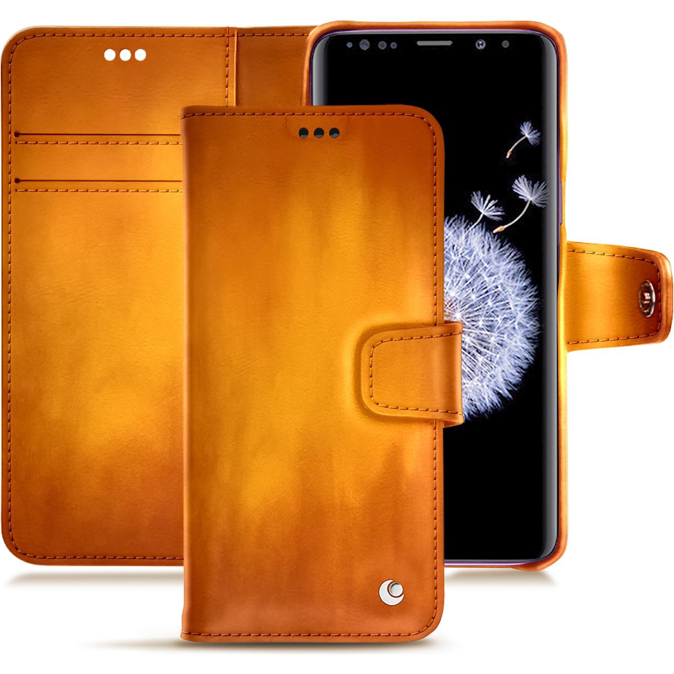 Noreve Lederschutzhülle Wallet (Samsung Galaxy S9+), Smartphone Hülle, Orange