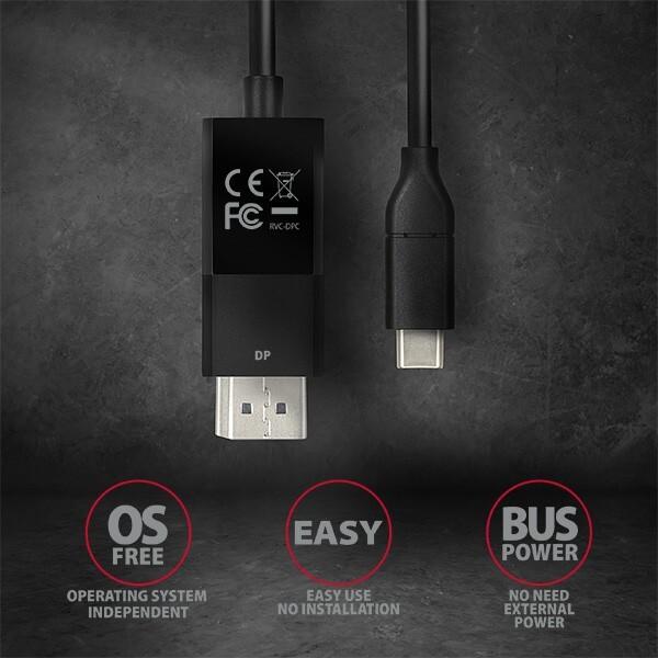 Actual product image Axagon RVC-DPC USB-C to DisplayPort cable, 1.8 m, 4K/60Hz (1.80 m)