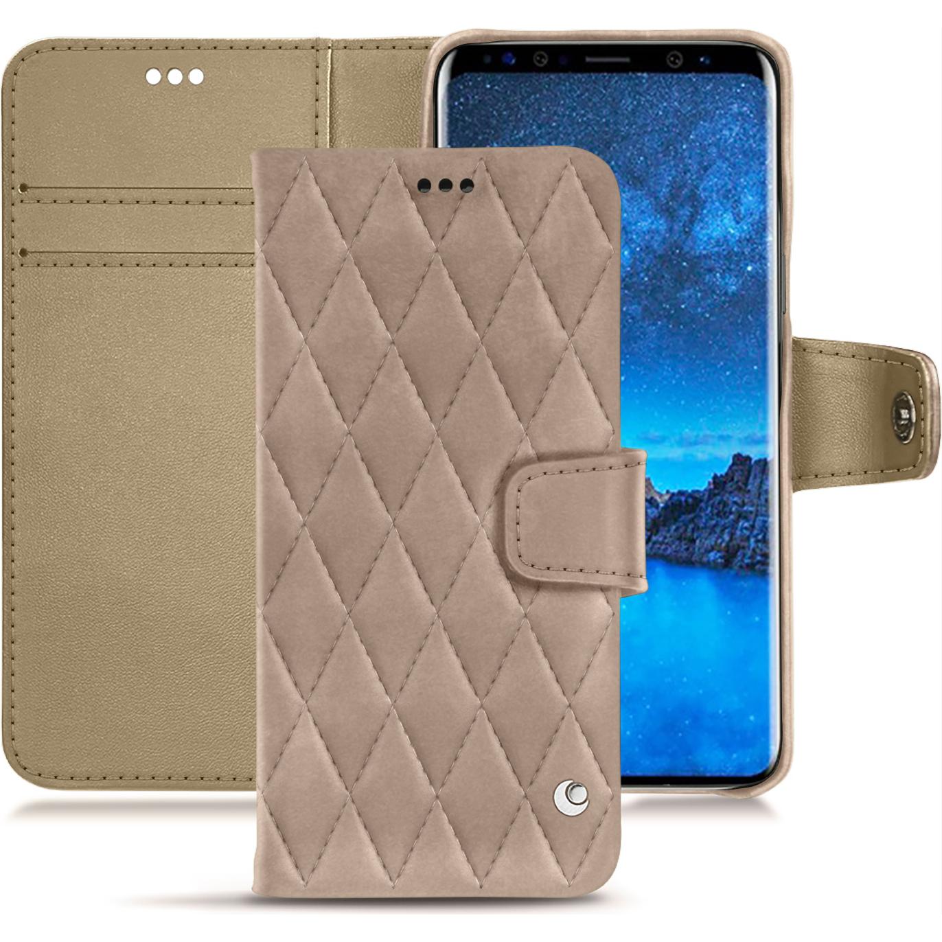 Noreve Lederschutzhülle Wallet (Samsung Galaxy S9+), Smartphone Hülle, Beige