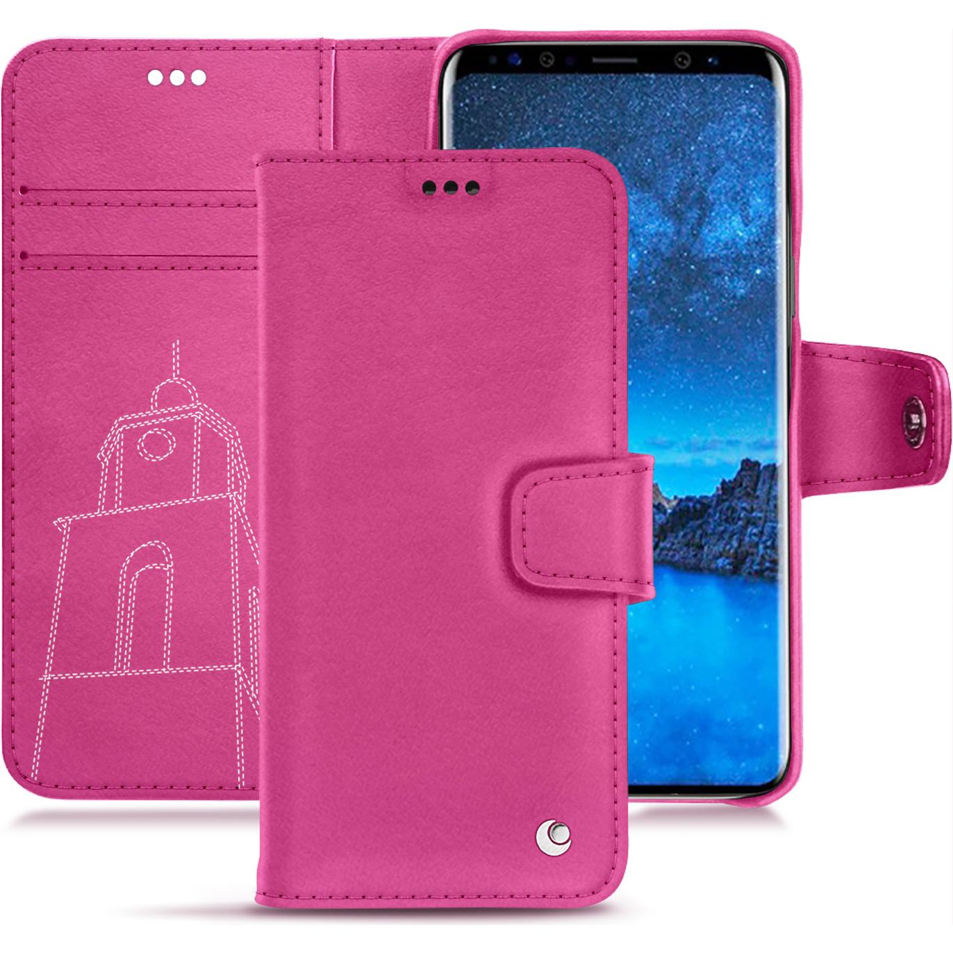 Noreve Lederschutzhülle Wallet (Samsung Galaxy S9), Smartphone Hülle, Rosa