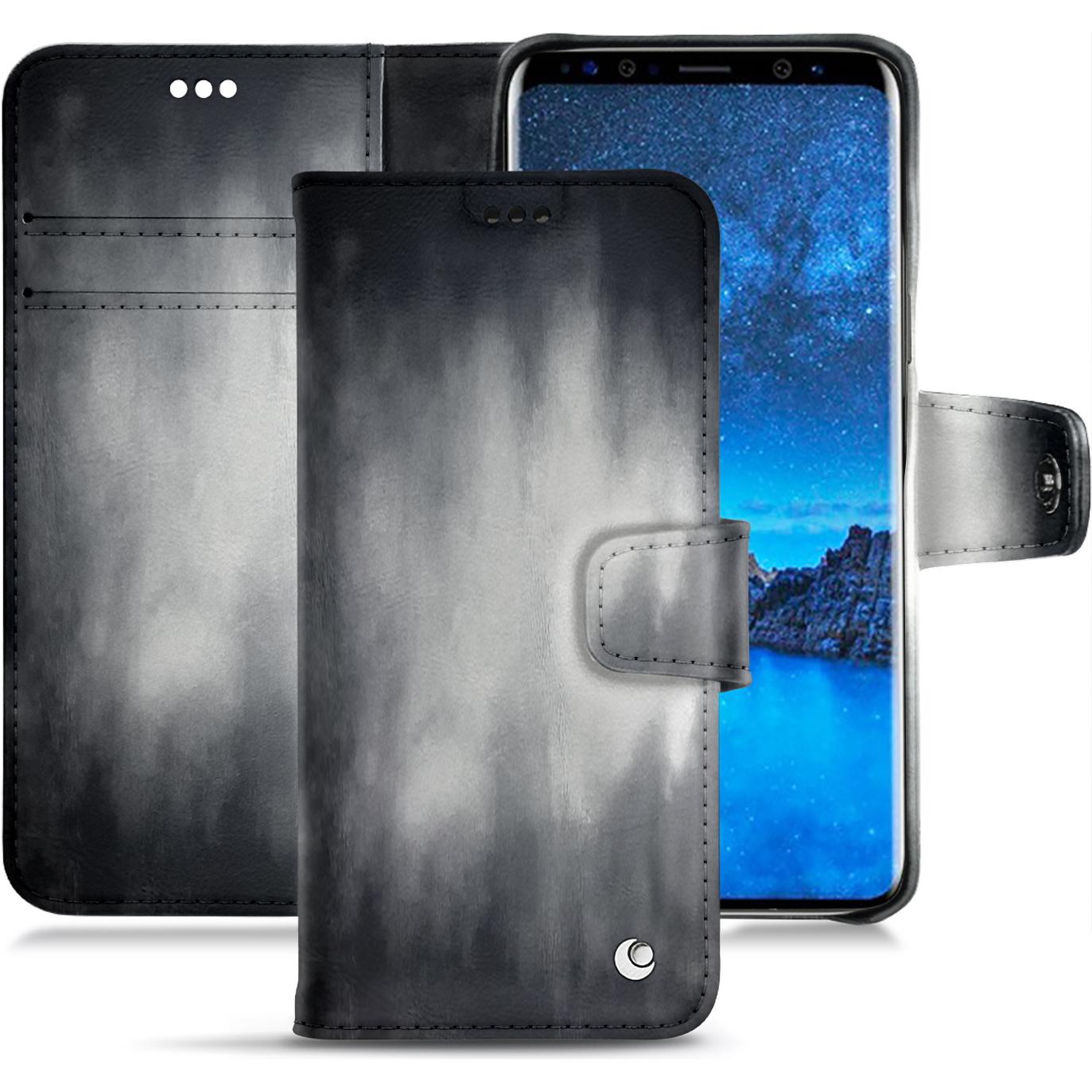 Thumbnail - Noreve Lederschutzhülle Wallet (Samsung Galaxy S9+), Smartphone Hülle, Grau