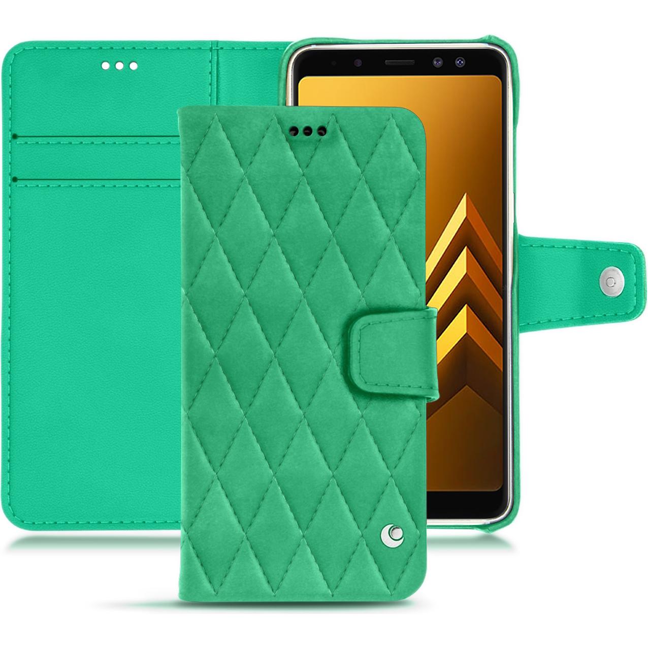 Noreve Lederschutzhülle Wallet (Samsung Galaxy A8+), Smartphone Hülle, Grün