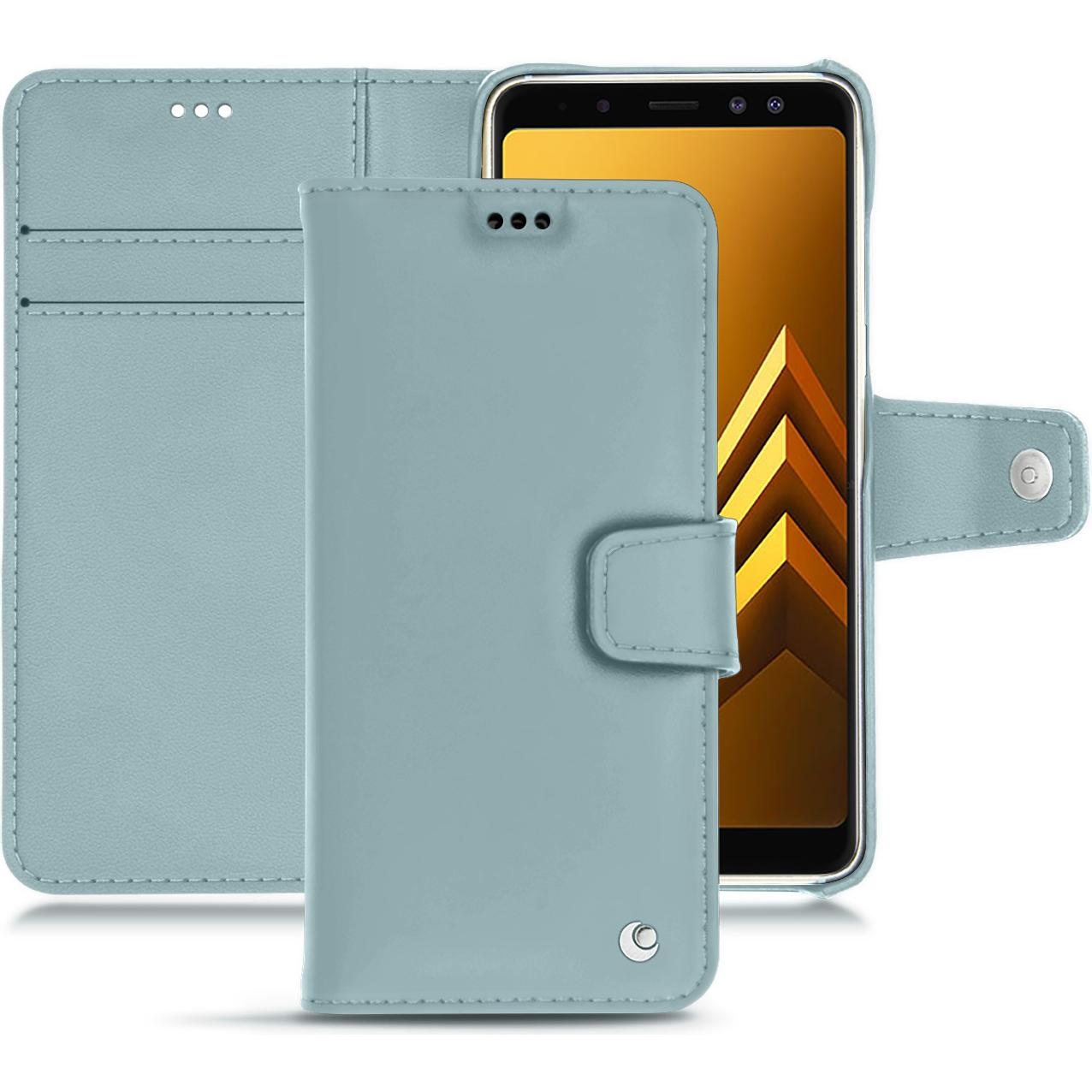 Noreve Lederschutzhülle Wallet (Samsung Galaxy A8+), Smartphone Hülle, Blau
