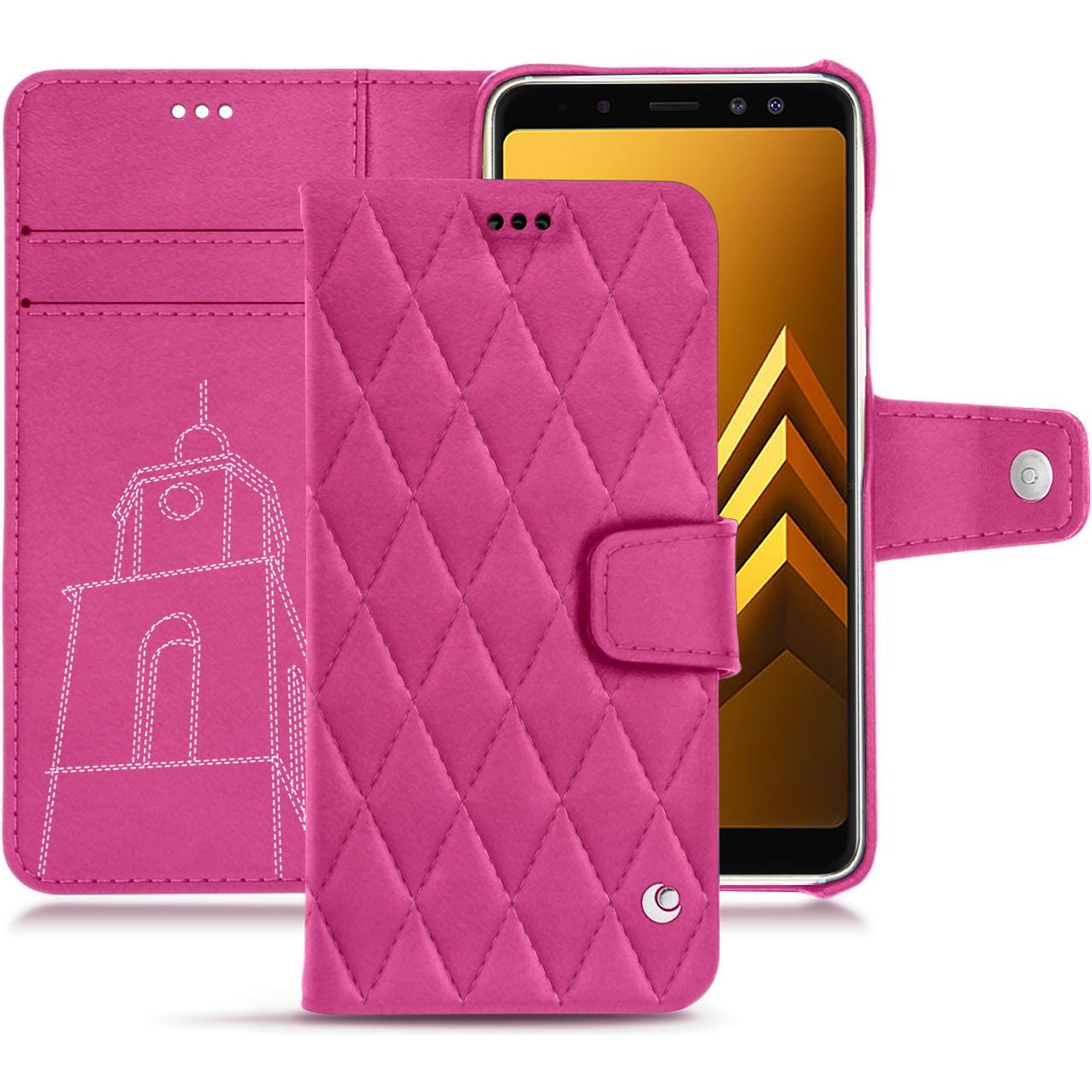 Noreve Lederschutzhülle Wallet (Samsung Galaxy A8+), Smartphone Hülle, Rosa