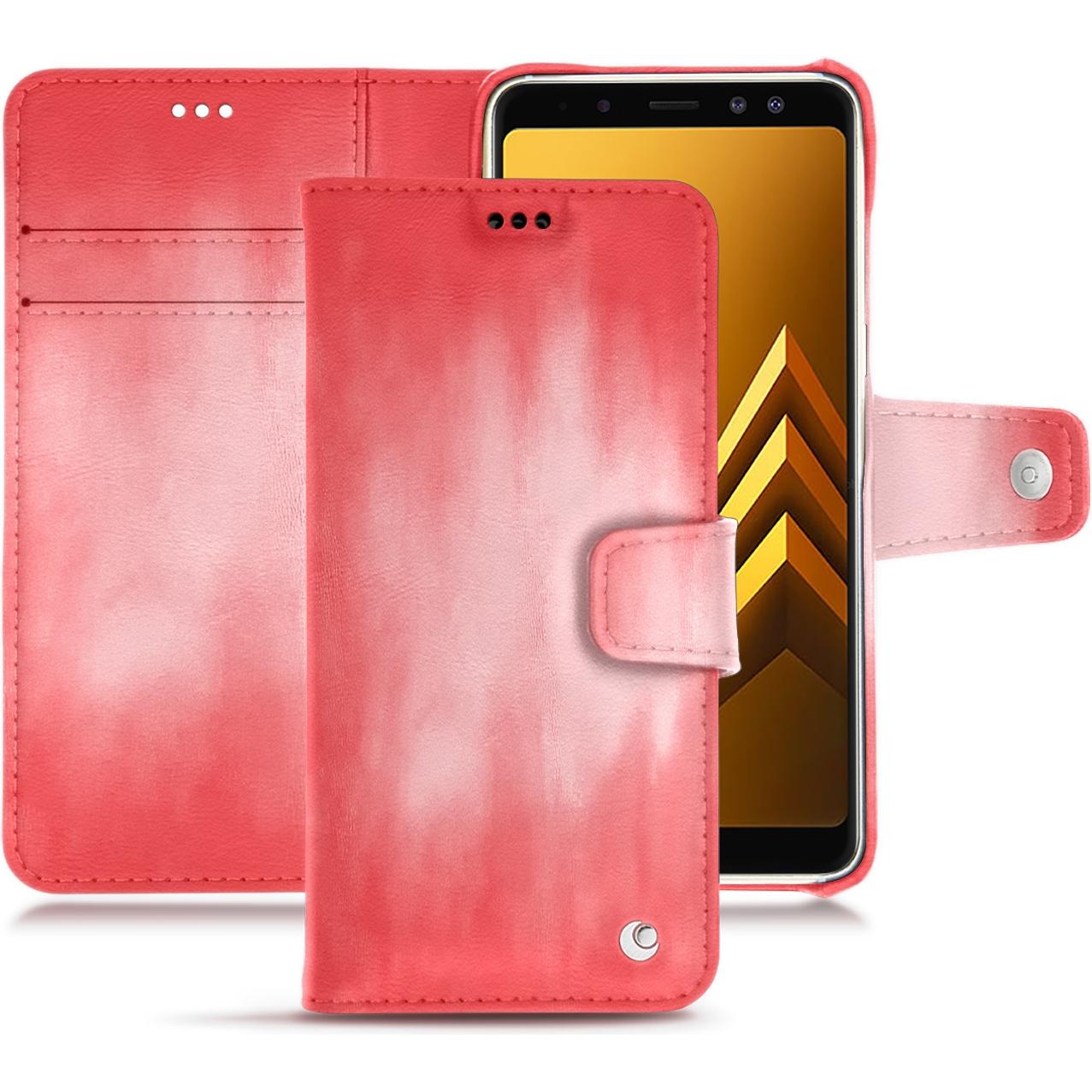 Noreve Lederschutzhülle Wallet (Samsung Galaxy A8+), Smartphone Hülle, Rosa