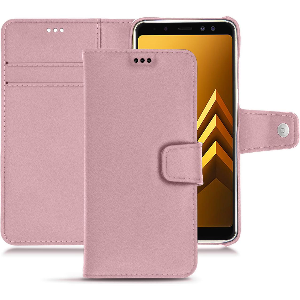 Noreve Lederschutzhülle Wallet (Samsung Galaxy A8+), Smartphone Hülle, Rosa