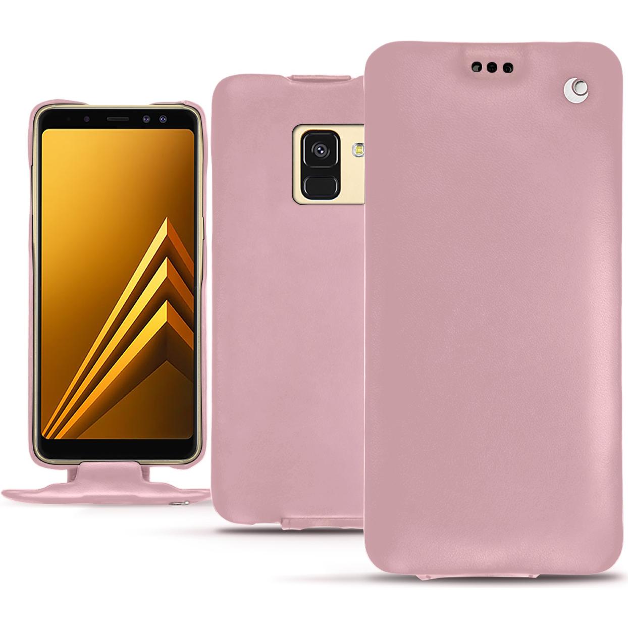 Noreve Lederschutzhülle vertikal (Samsung Galaxy A8+), Smartphone Hülle, Rosa