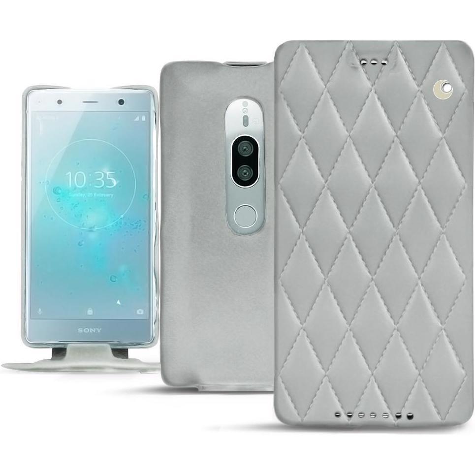 Noreve Lederschutzhülle vertikal (Sony Xperia XZ2 Premium), Smartphone Hülle, Grau