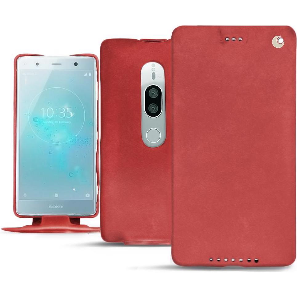 Noreve Lederschutzhülle vertikal (Sony Xperia XZ2 Premium), Smartphone Hülle, Rot