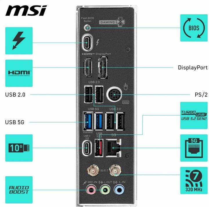 Actual product image MSI Z890 GAMING PLUS WIFI (LGA 1851, Intel Z890, ATX)
